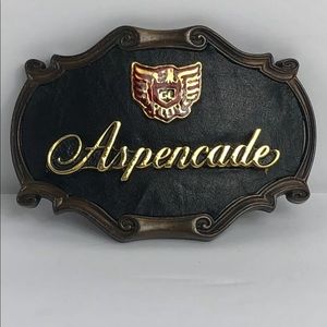 Vintage Aspencade Brass Belt Buckle/ Leather Honda
